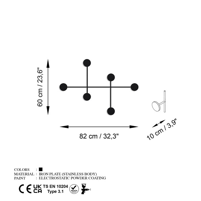 Wallity Gancho Metálico de Pared Negro para Dama Wallity Gancho Metálico de Pared Negro para Dama